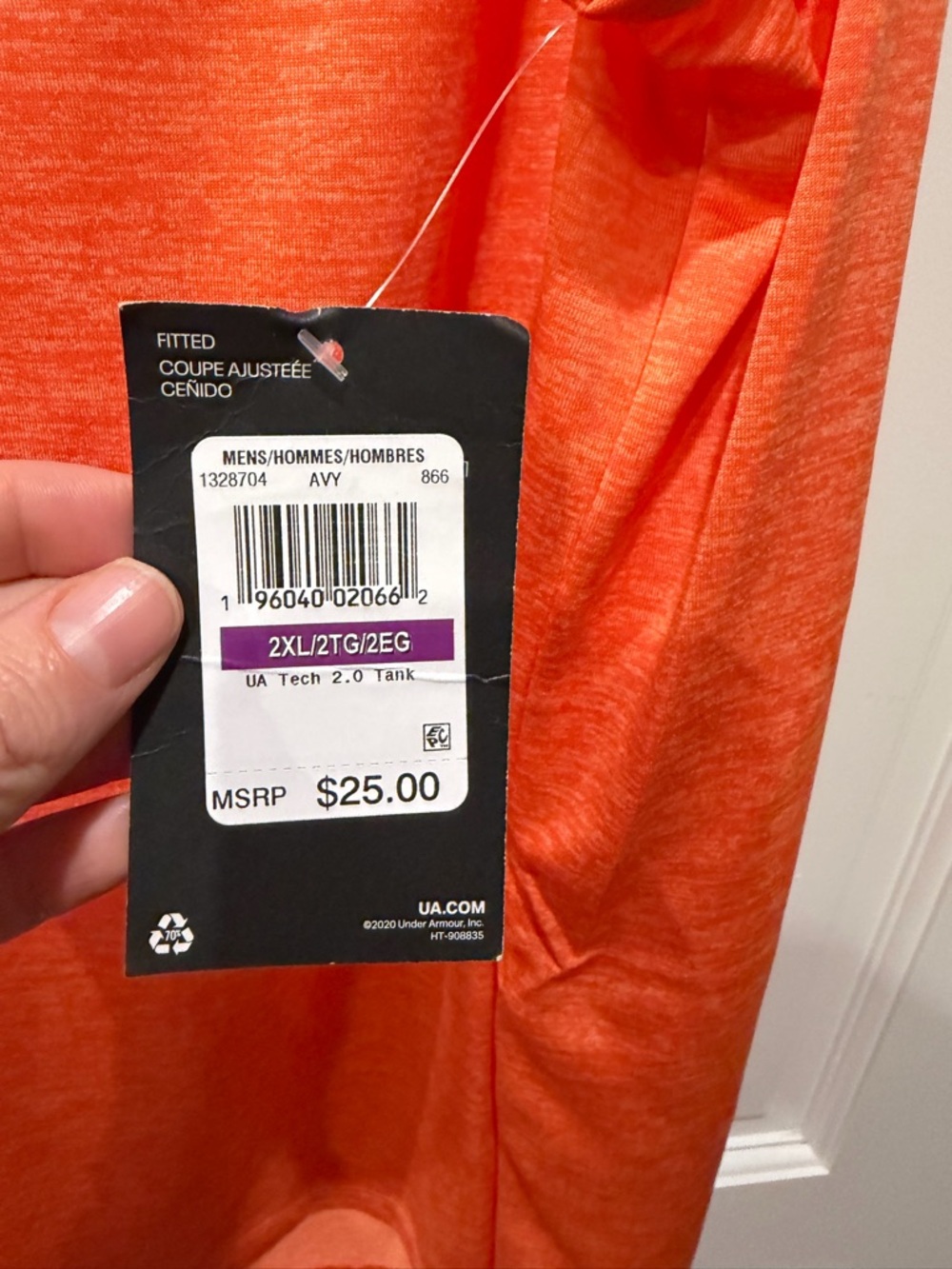 Under Armour Orange Men's Tank Top - Picture 4 of 4